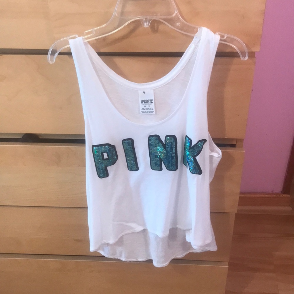 White PINK crop top